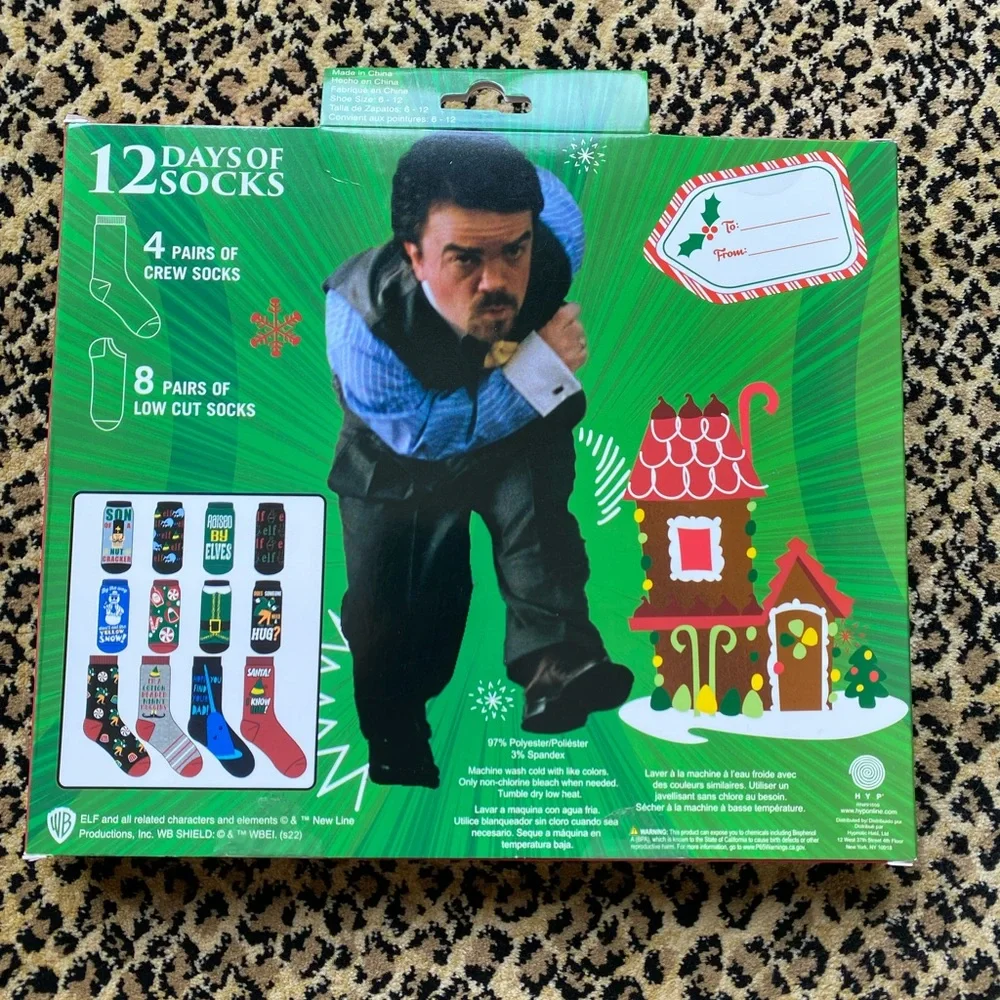 “Elf” 12 days of Christmas socks (NIB)